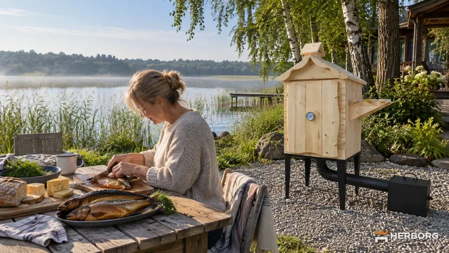 Naturalna drewniana wędzarnia HERBORG EH-092N z jasnego drewna jodłowego – HERBORG