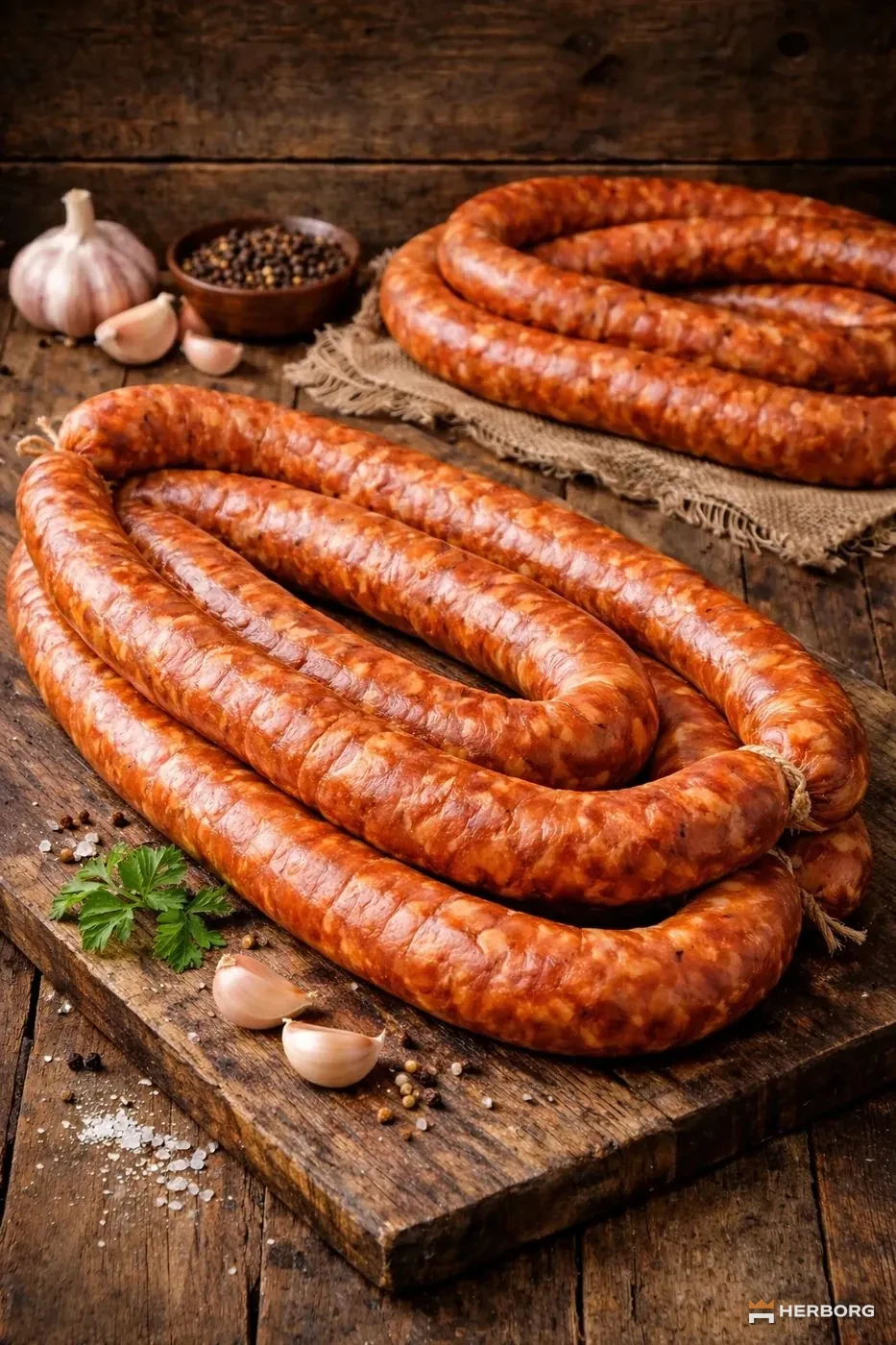 Kiełbasa po zakończonej obróbce i wędzeniu – HERBORG