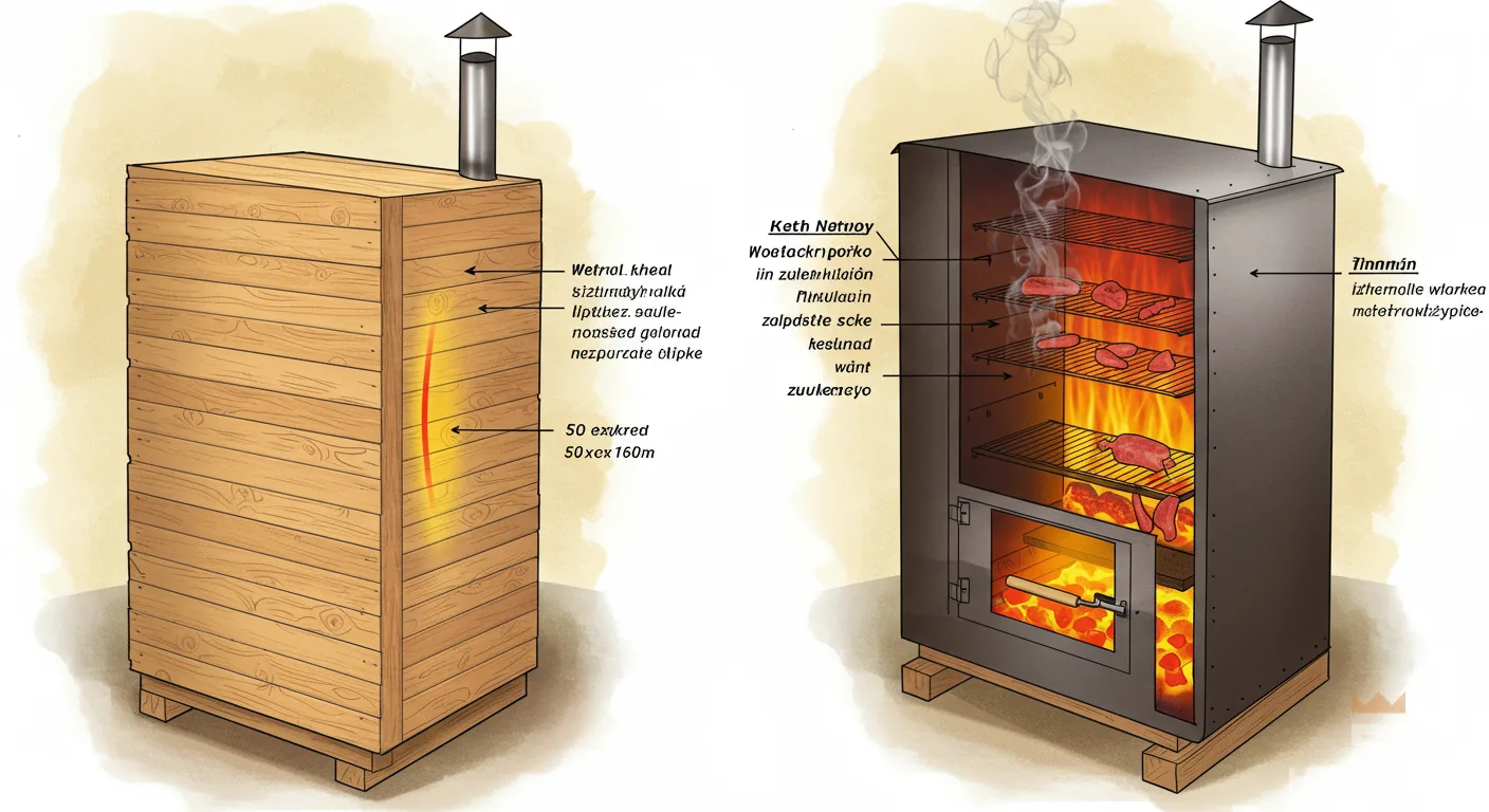 Porównanie izolacji termicznej drewna i metalu w wędzarni | izolacja termiczna, drewno vs metal
