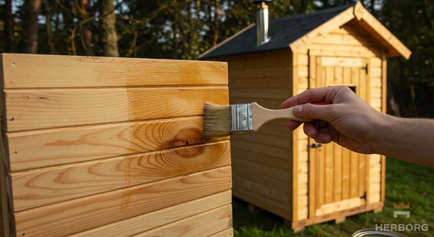 Konserwacja wędzarni drewnianej - impregnacja olejem ochronnym | konserwacja wędzarni, impregnacja drewna